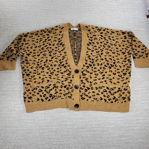 Ces Femme Leopard Print Oversized Cardigan Medium Wool Angora Blend - Picture 13 of 16